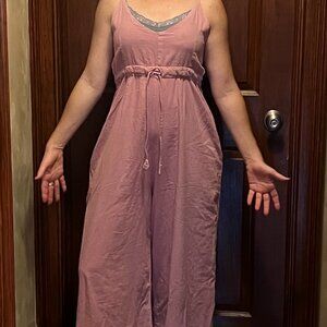 Nepali Organic Cotton /  Linen Romper with pockets & drawstring waist